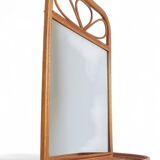 Mid Century French Riviera Rattan and Wicker Mirror With Shelf, Spain, 1960s–70s