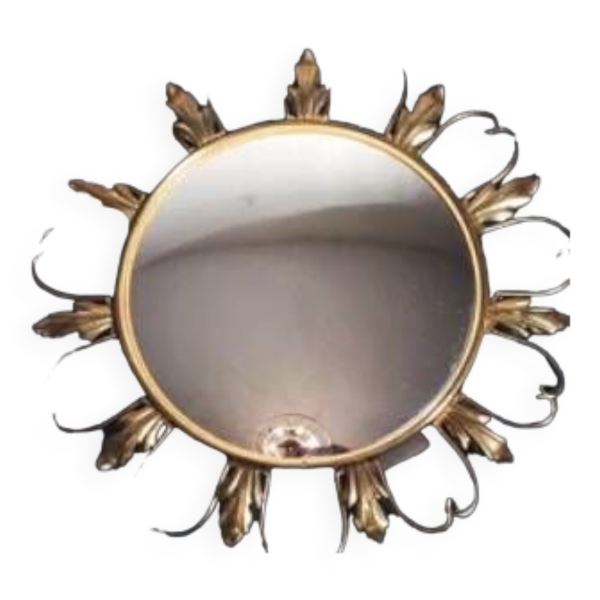 Miroir soleil '' œil-de-sorcière '' 50s. deknudt hollywood regency