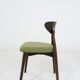 Modern Set of 2 Dining Chairs, Avocado Green Bouclè and Dark Wood