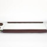 Plateau vintage, plateau de service, plateau décoratif en bois avec anses, plateau miroir biseauté