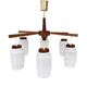 Scandinavian six-arm chandelier made of teak wood, Denmark, 1970s.