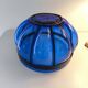Superb vintage blown glass bowl in cobalt blue with its iron frame.
