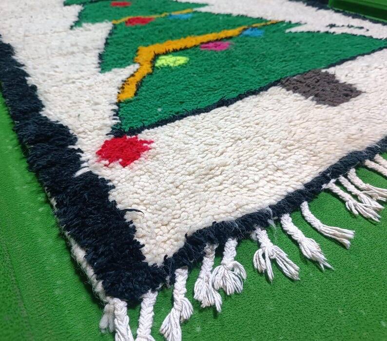 Handmade pure natural wool rug, size 100 x 200 cm