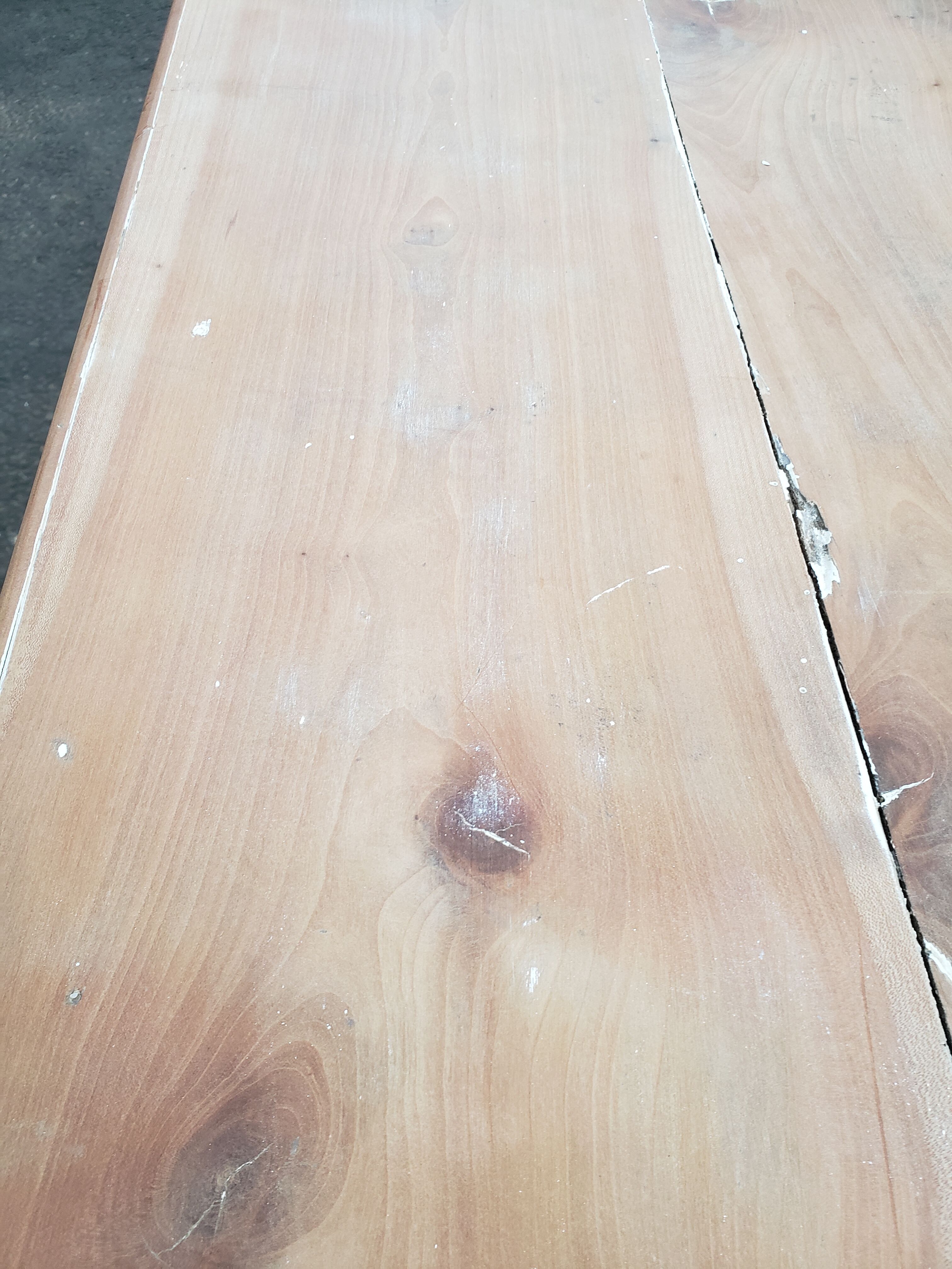 Old patina farm table turned feet