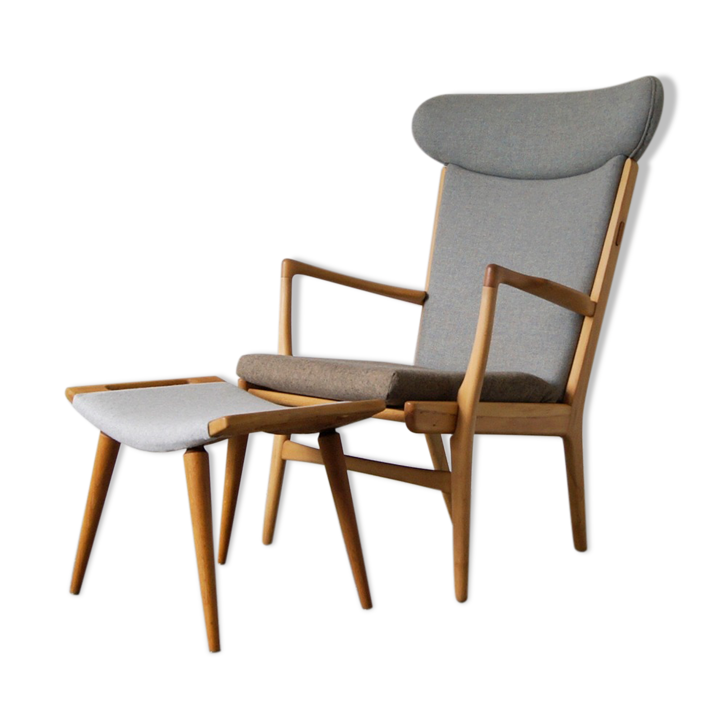 Fauteuil modèle AP-16 et ottoman par Hans J. Wegner pour AP-Stolen, 1951, Set de 2