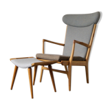 Fauteuil modèle AP-16 et ottoman par Hans J. Wegner pour AP-Stolen, 1951, Set de 2