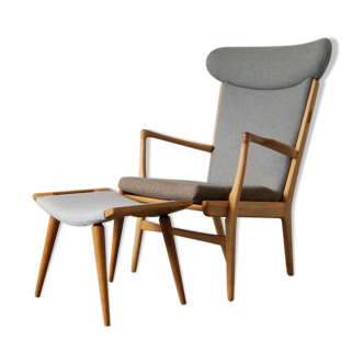 Fauteuil modèle AP-16 et ottoman par Hans J. Wegner pour AP-Stolen, 1951, Set de 2