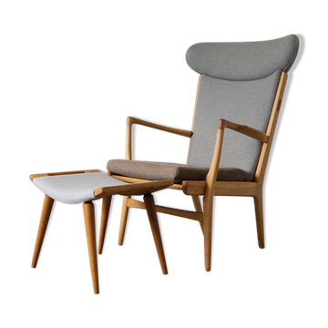 Fauteuil modèle AP-16 et ottoman par Hans J. Wegner pour AP-Stolen, 1951, Set de 2
