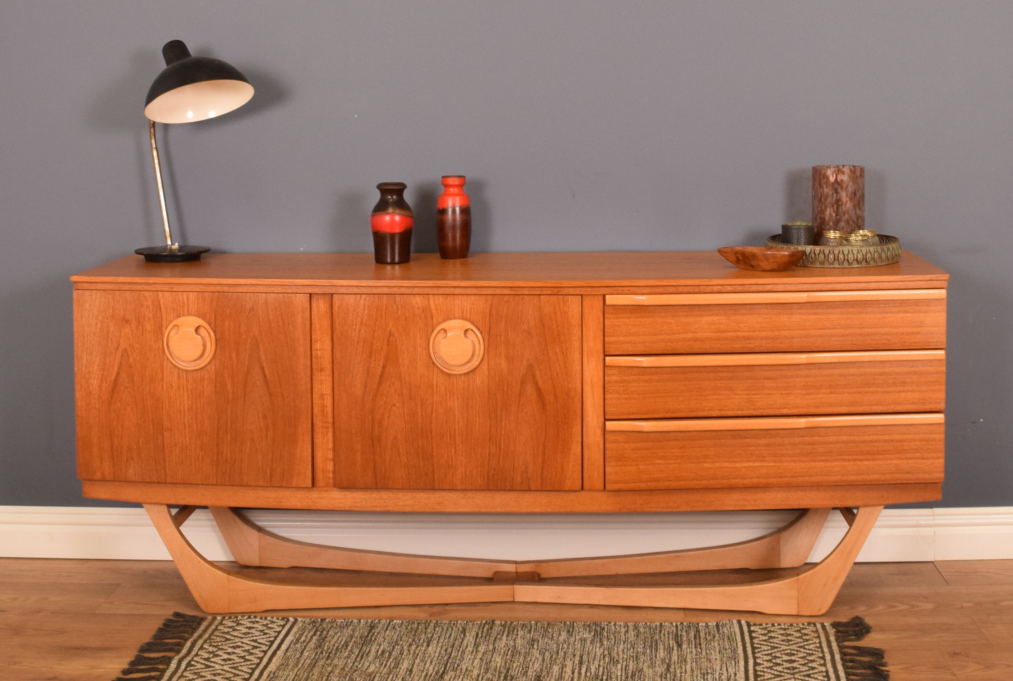 Restored Teak 1960s Retro Beautility Retro X Leg Sideboard