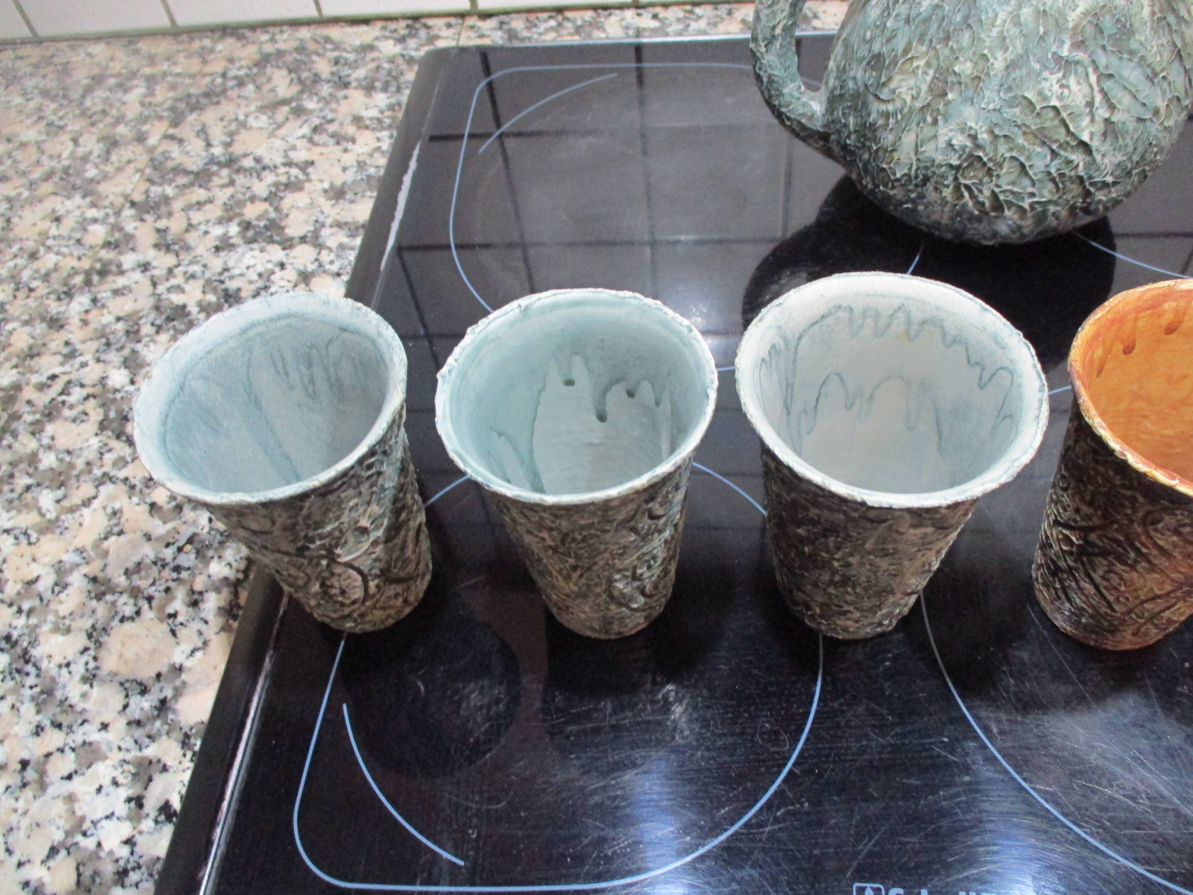 Arroka basque stoneware from ciboure rare set blue jug and 6 cups