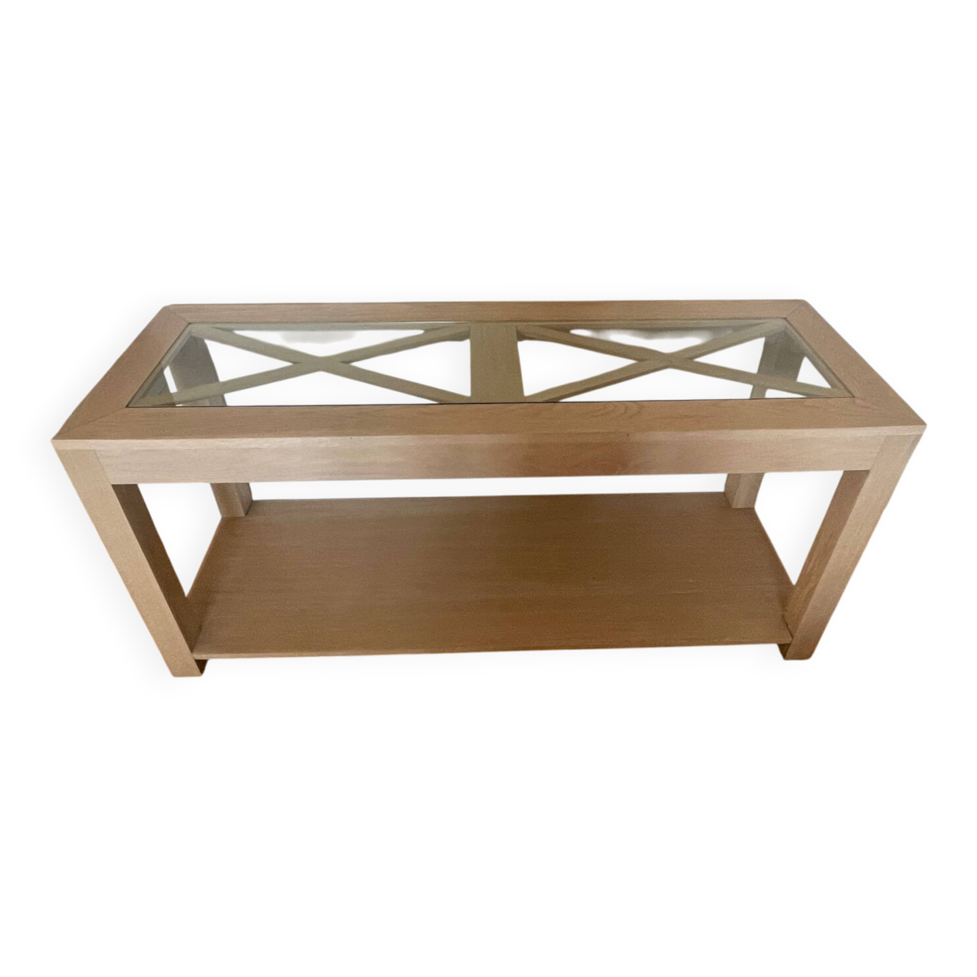 Light oak and glass console