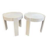Paire de tables basse appoint chevet gigogne ronde Marc Held pour Prisunic