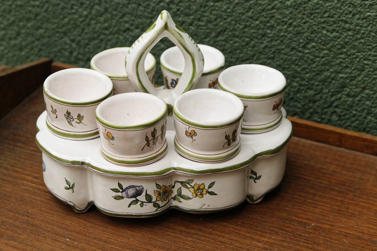 Moustiers earthenware egg service