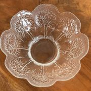 East German (GDR, probably Lausitzer) Crystal Glass Serving Bowl with Tree Motif