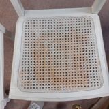 Set of 2 white cane chairs Louis XVI style