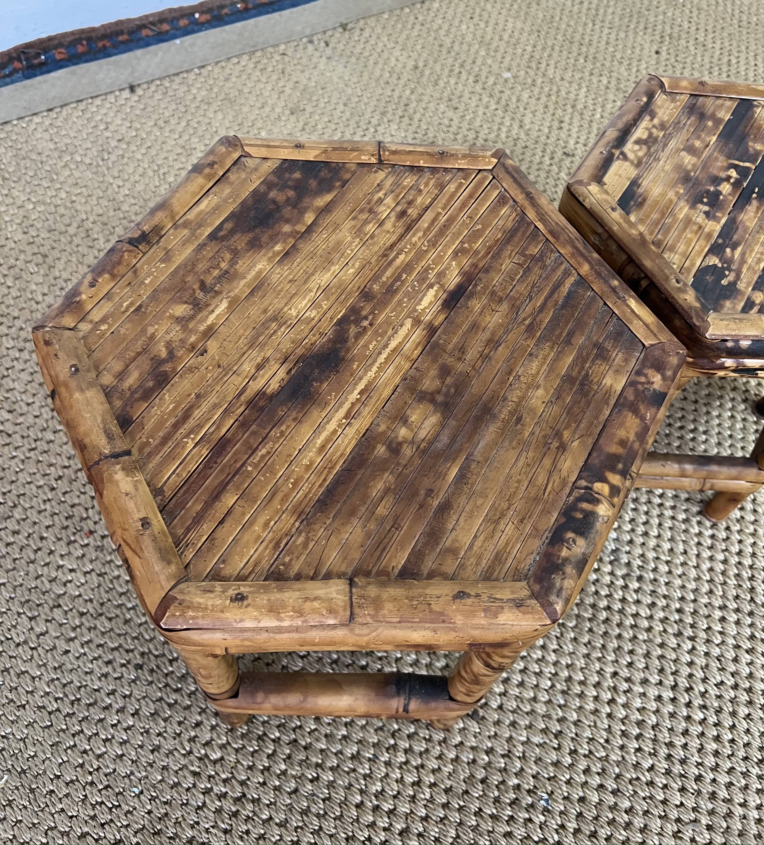 Pair of small side tables / Rattan sofa ends