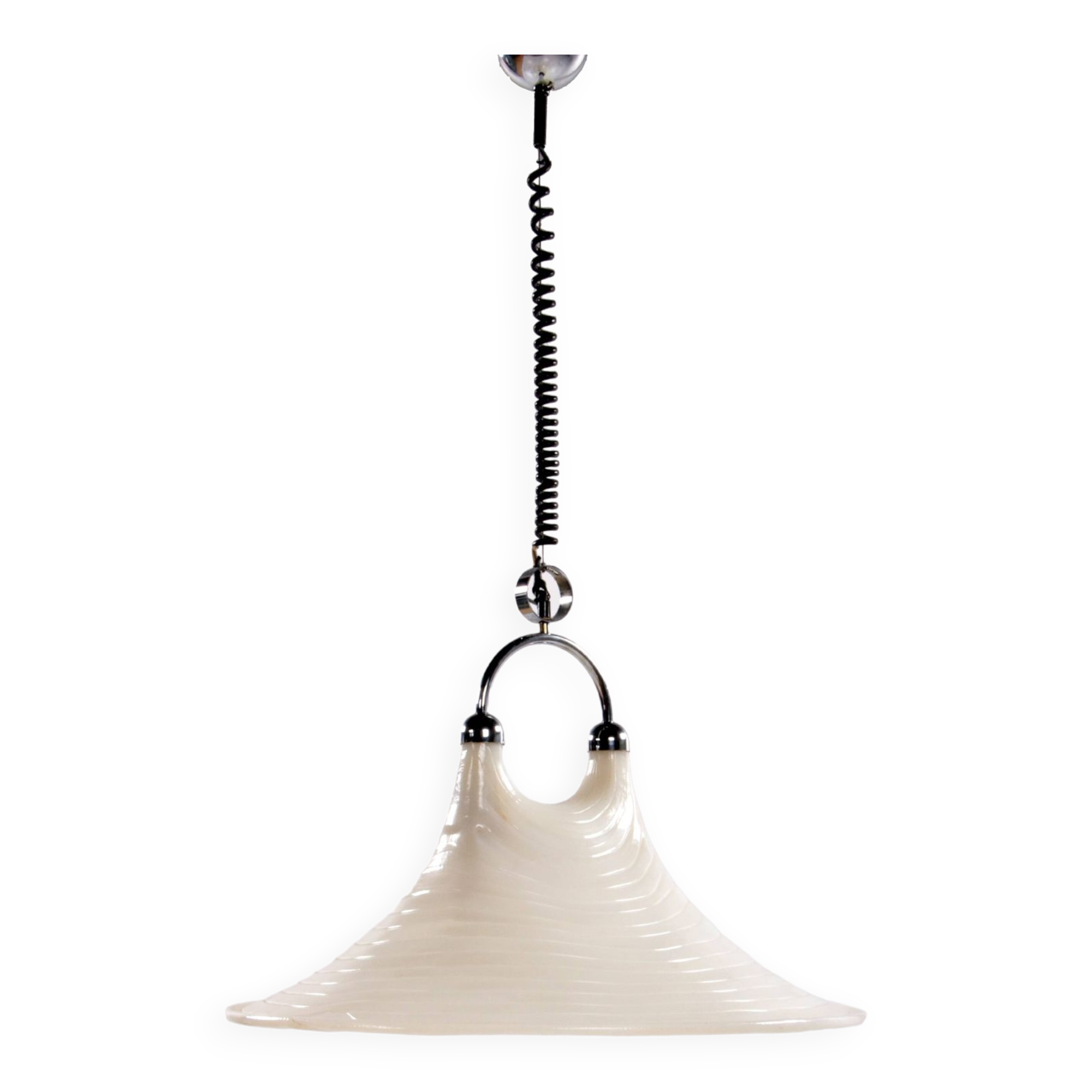 Vintage Space Age White hanging lamp Cristallux Germany 70