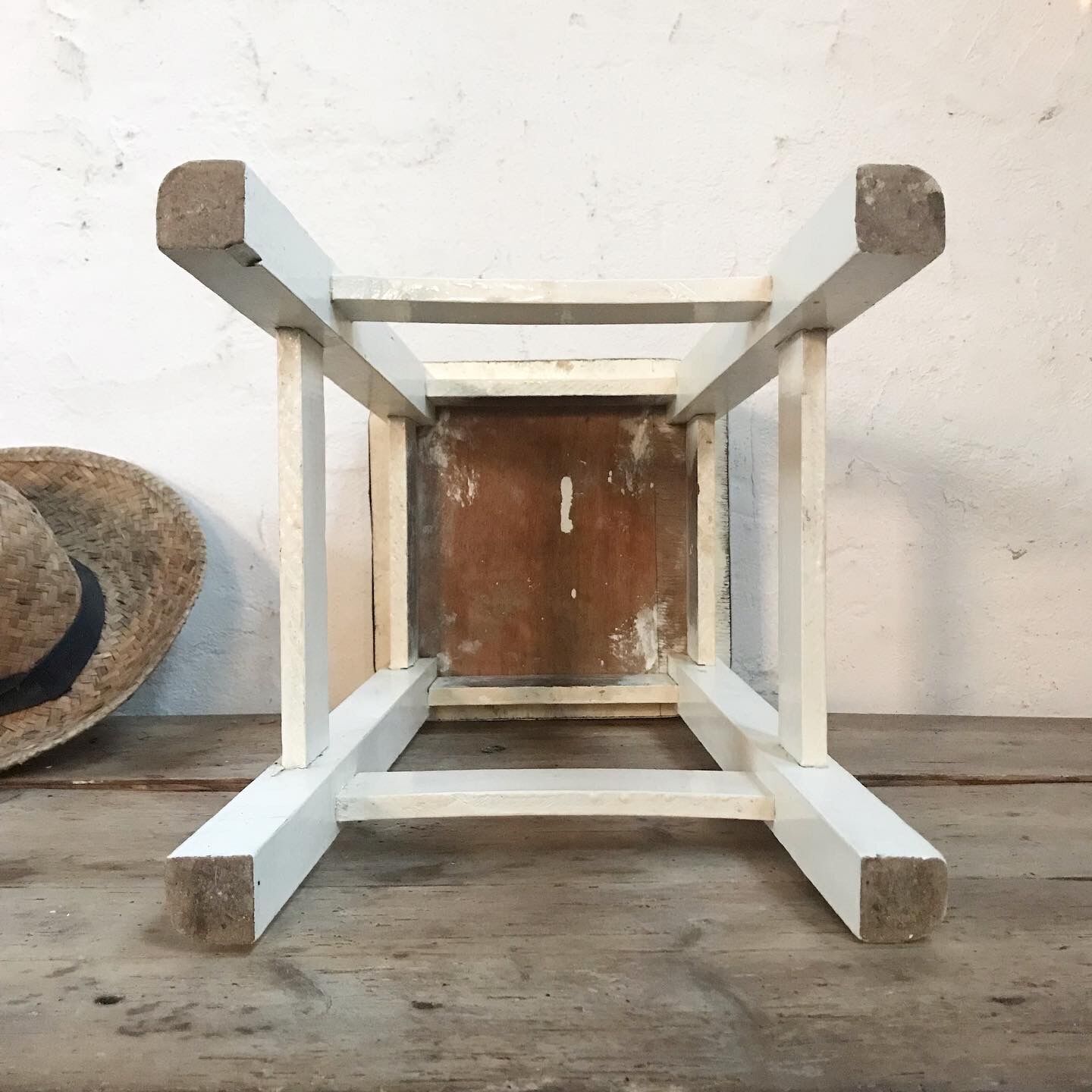 Antique wooden stool and formica