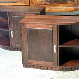 Important Pair of Art Deco Bedside Tables in Palm Wood 1930