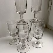 set of 7 glasses with molded glass stems old early twentieth century