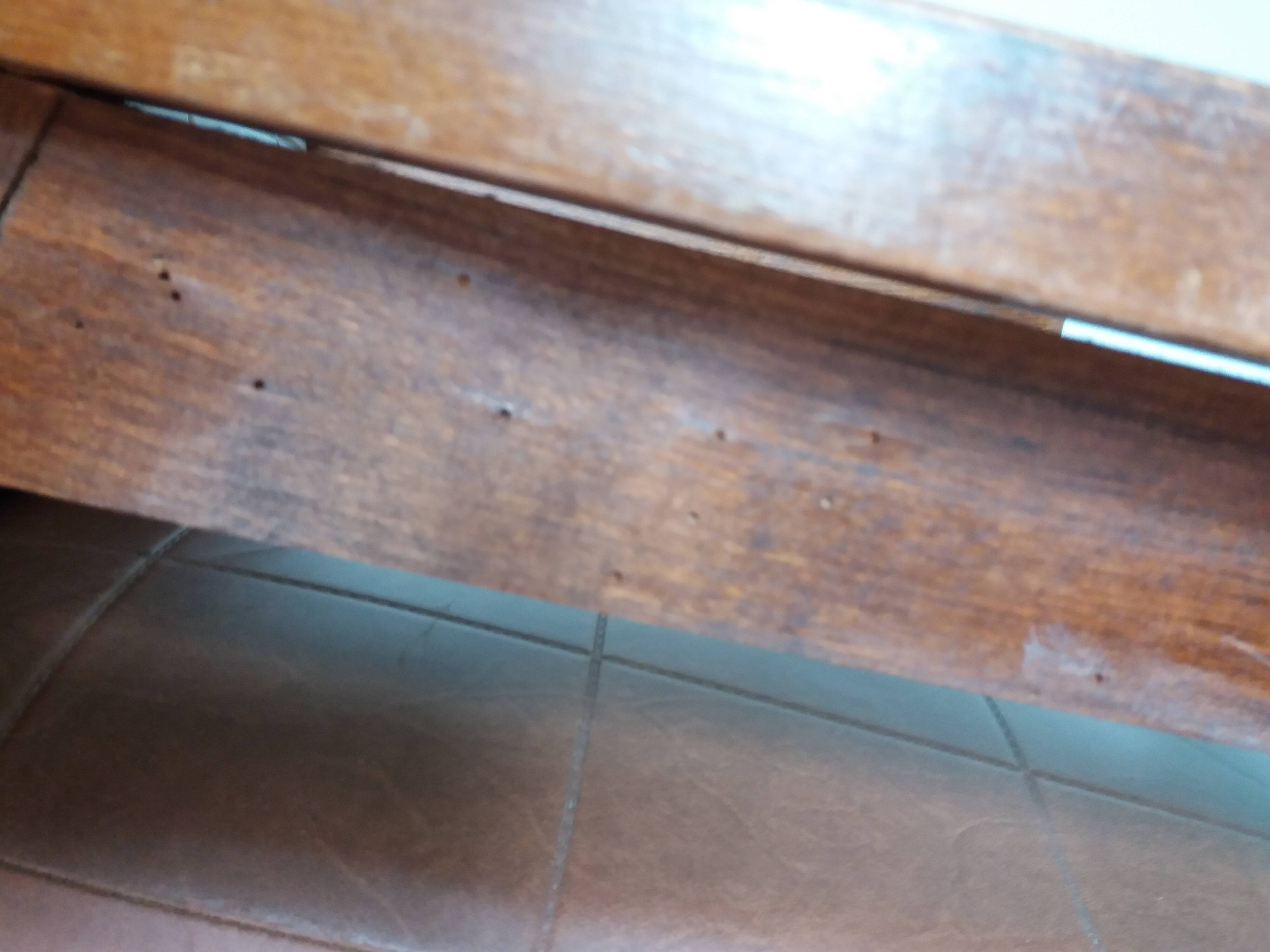 Scandinavian armchair in brown leatherette and wood