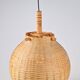 Scandinavian Wicker Rattan and Pine Pendant Lamp, 1960s