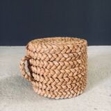 French Mediterranean Low Rope Stool by Audoux Minet, 1940s