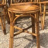 Set of 6 chairs in rattan Louis Sognot 1960