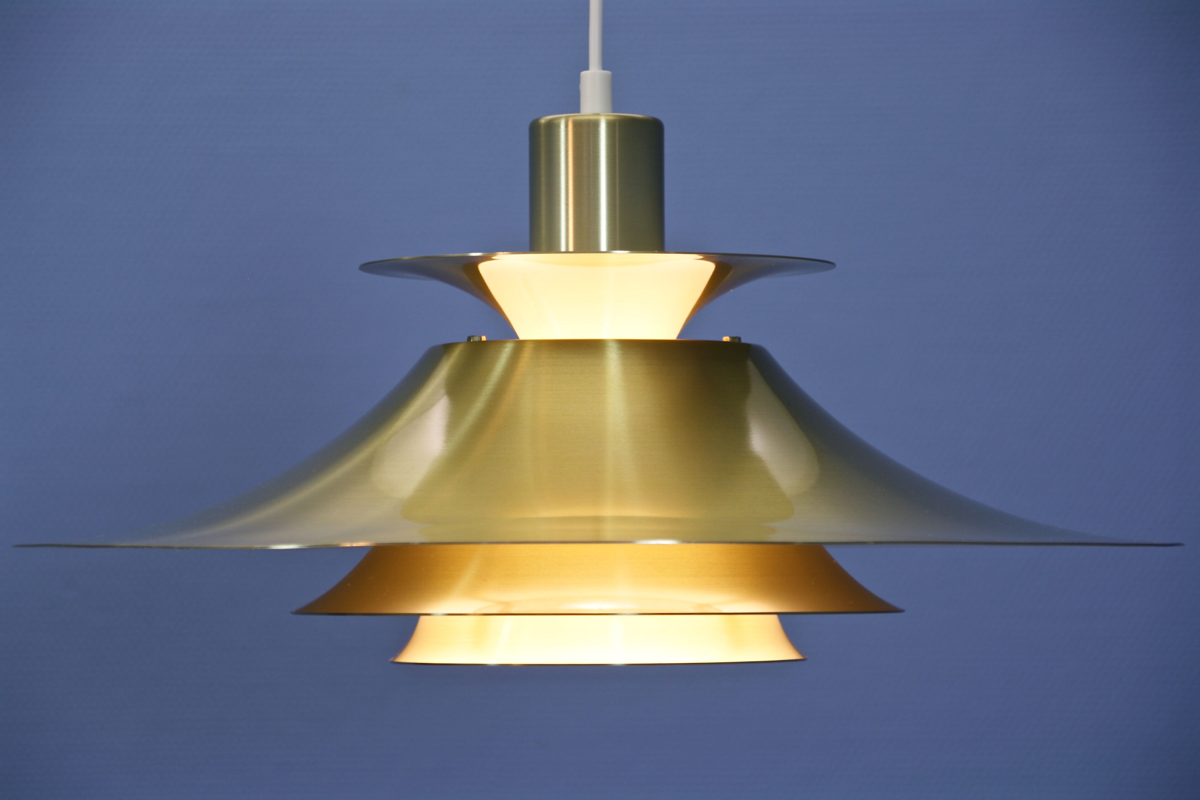Danish hanging lamp in brass-coated aluminium, 1970s