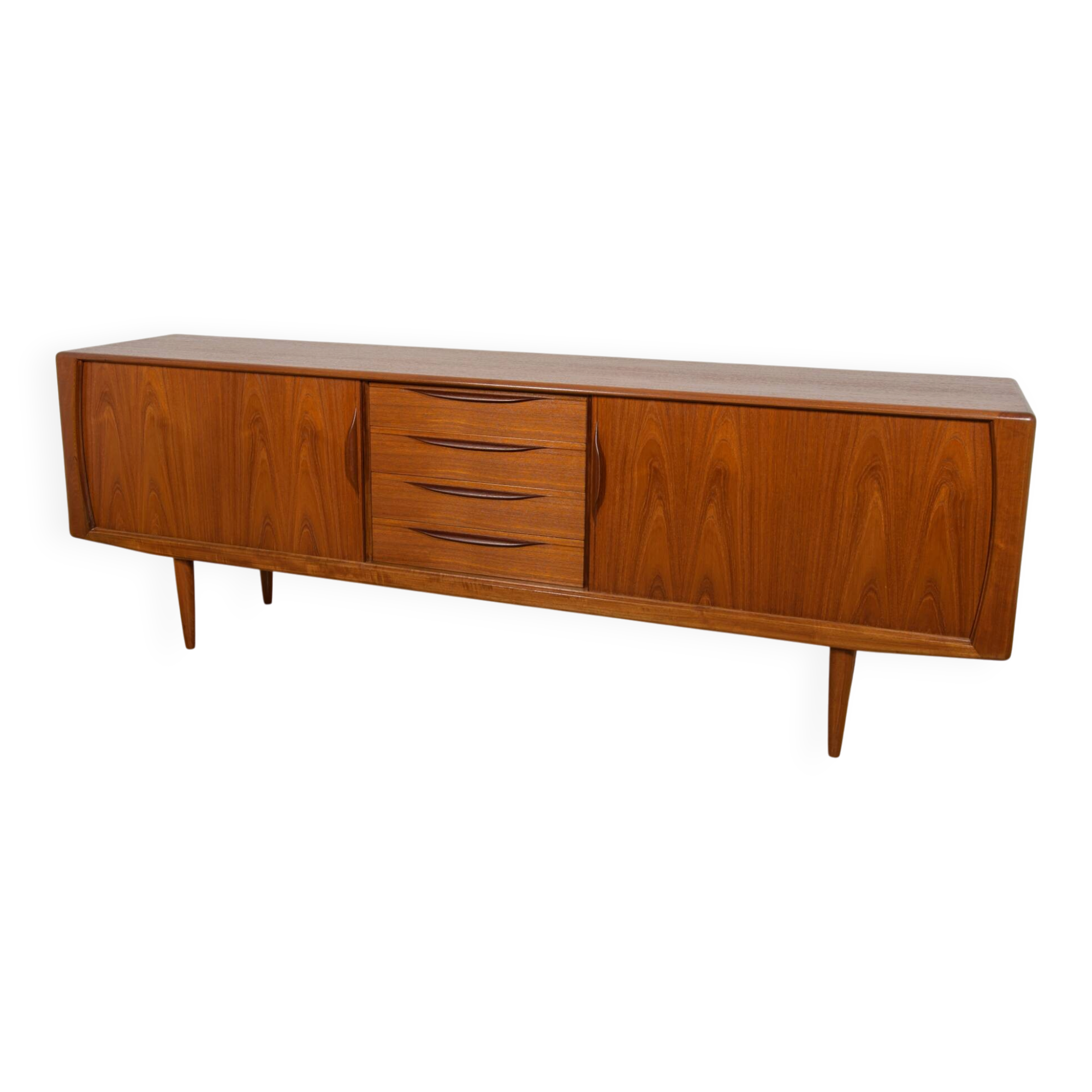 Mid-Century Large Teak Tambour Door Sideboard, Denmark, 1960s