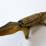 Crocodile ashtray with brass lid