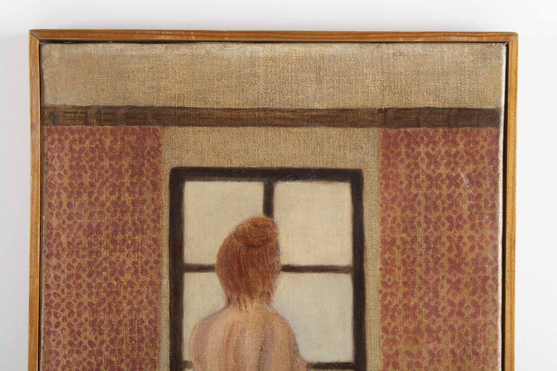 Painting, in front of a window