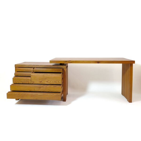 Pierre Chapo, bureau B19E en orme massif, 1970s.