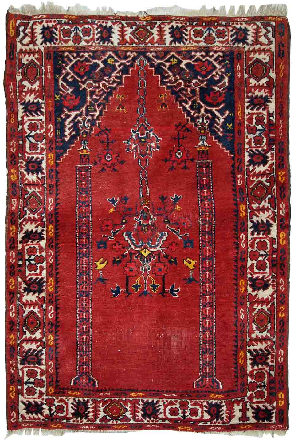 Old turkish carpet anatolian handmade 79cm x 112cm 1940s, 1c563