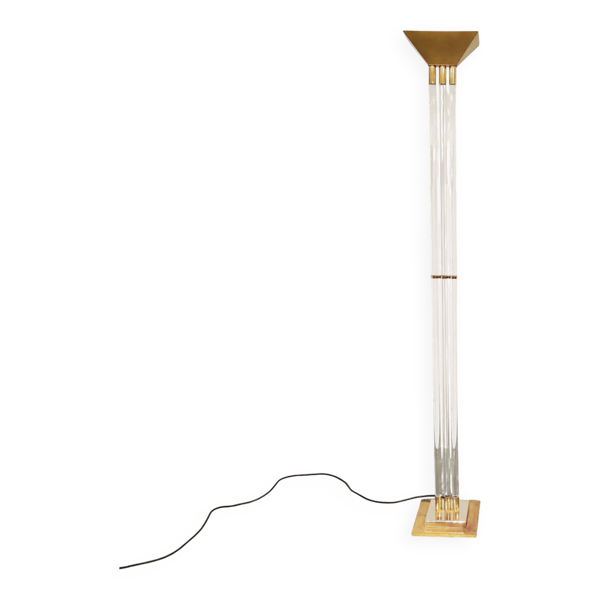 Vintage Brass and Lucite Floor Lamp, 1970s