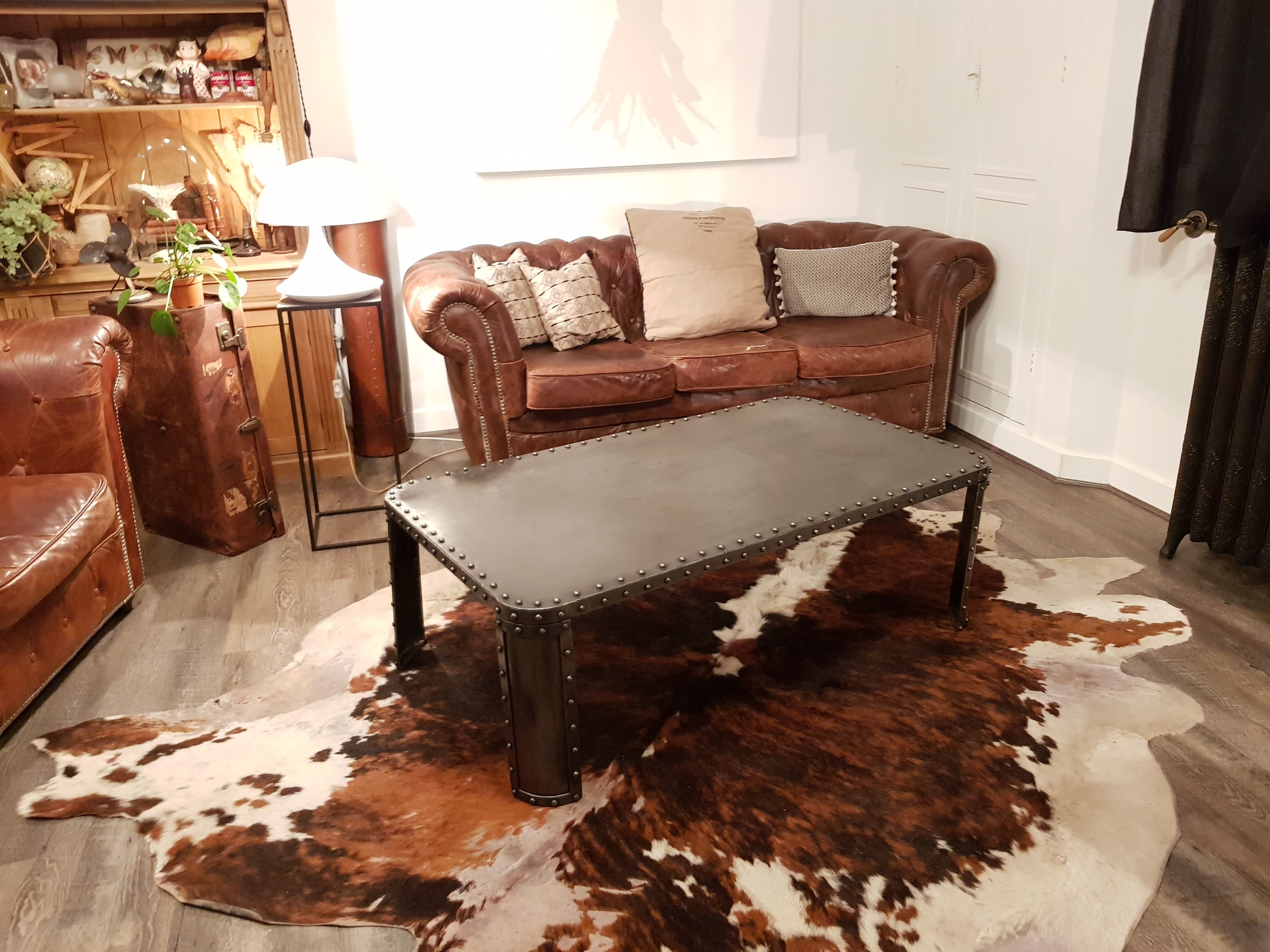 Riveted industrial coffee table