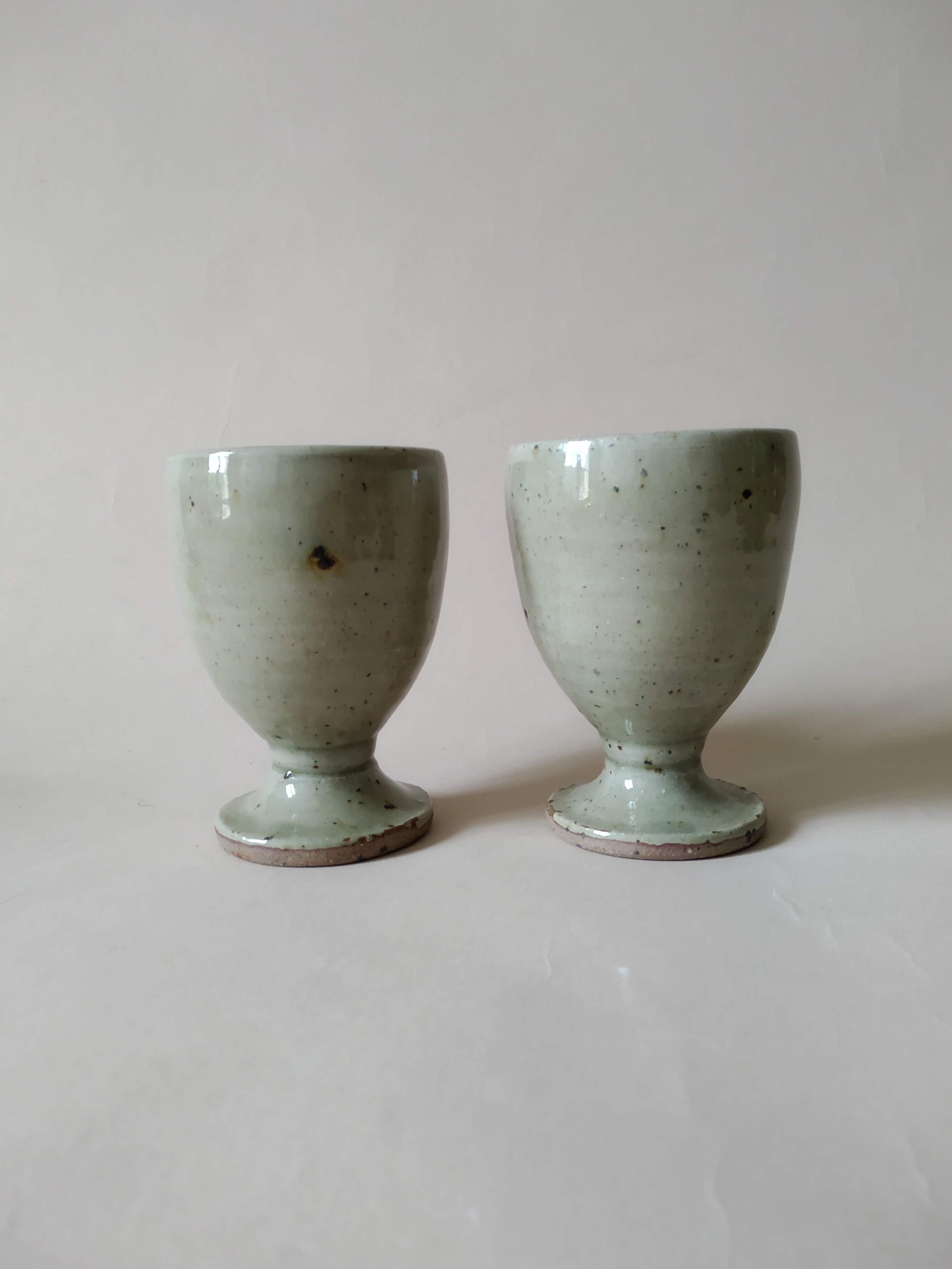 2 cups or mazagrans sandstone Jacques Migeon La Borne 60s