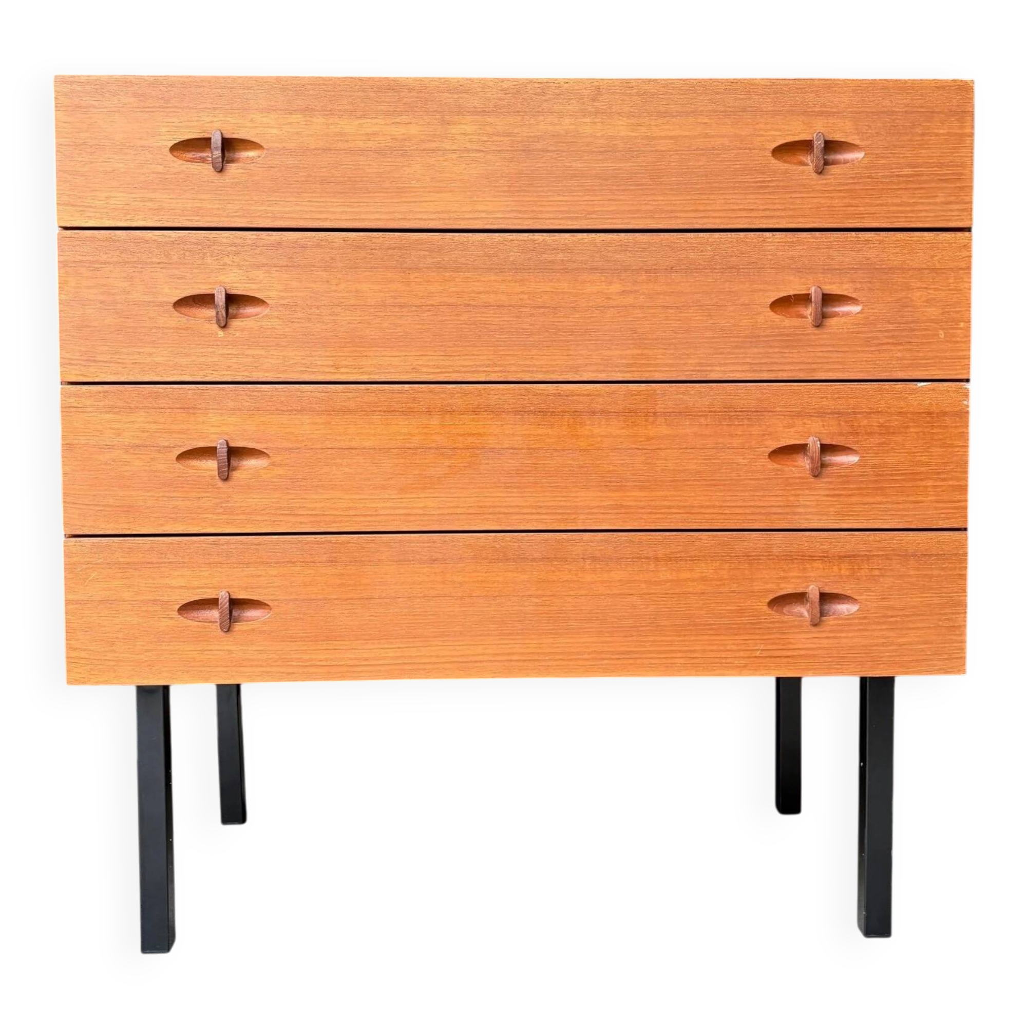 Chest of drawers with 4 drawers in teak attributed to Henry Walter Klein.