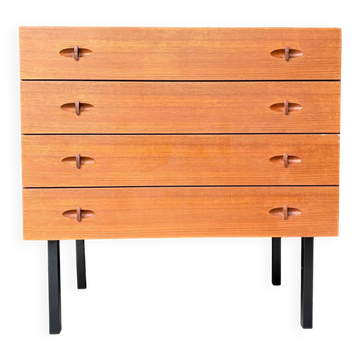 Chest of drawers with 4 drawers in teak attributed to Henry Walter Klein.
