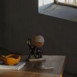 Art Deco Table Lamp, Elephant with Alabaster Globe, Early 20th Century, 1930s