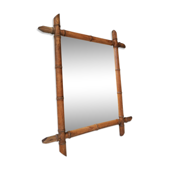 Old wooden barber mirror turned