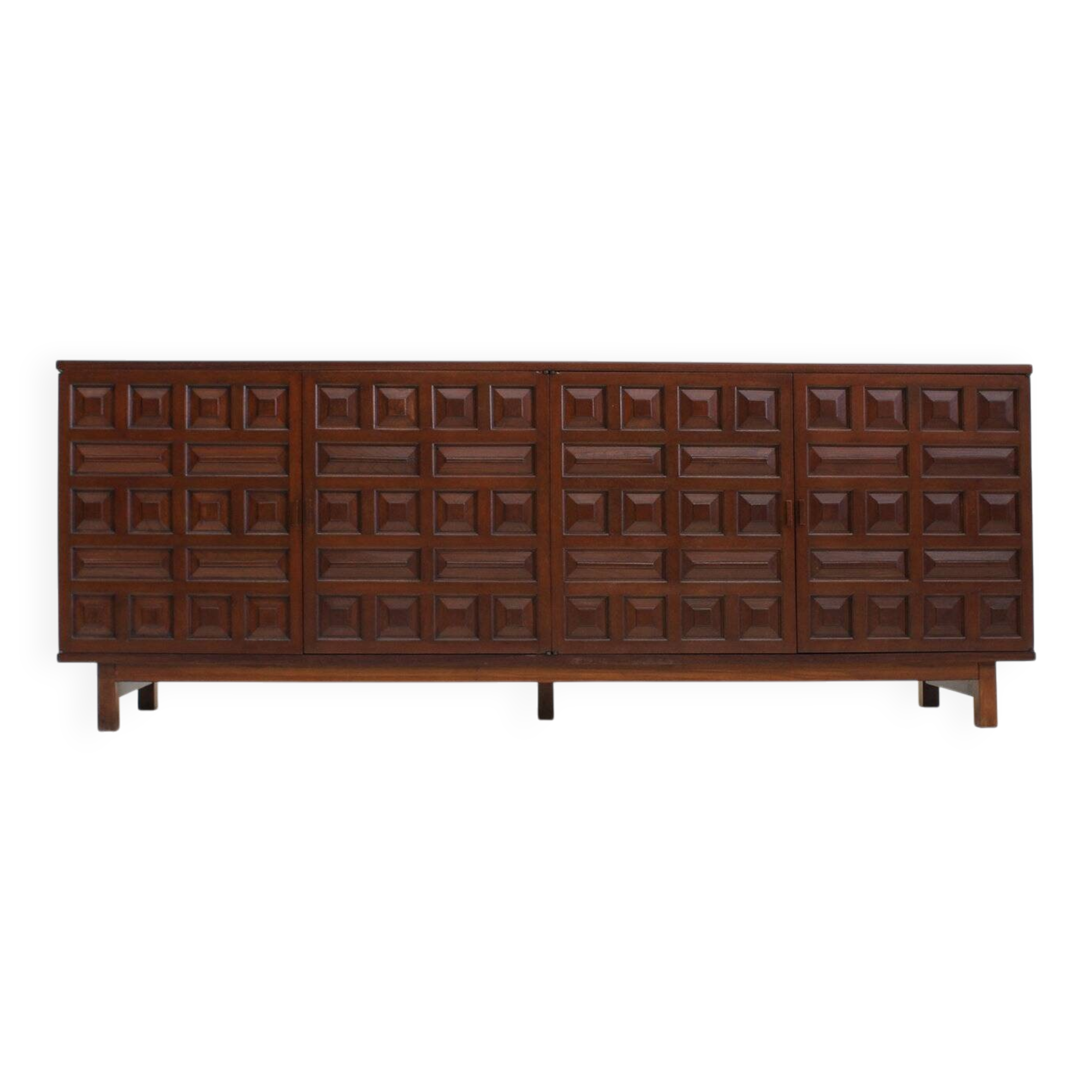 Buffet crédence brutaliste espagnol vintage des années 1970