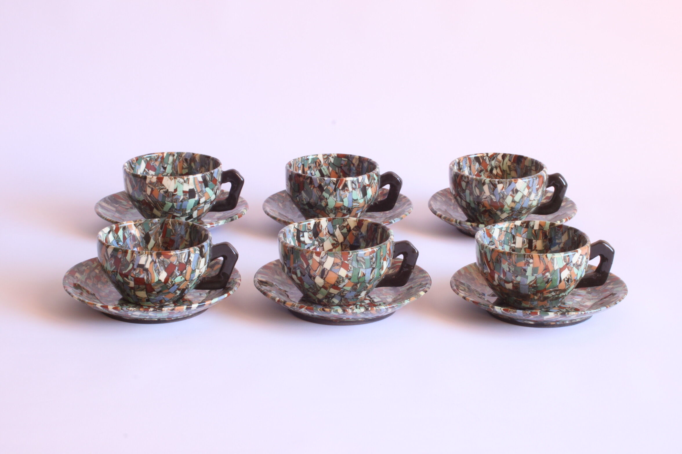 Neriage mosaic tea set by Jean Gerbino, Vallauris.