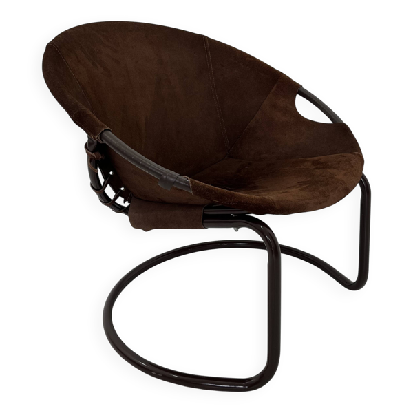 Fauteuil boule vintage en daim par Lusch & Co., 1970s