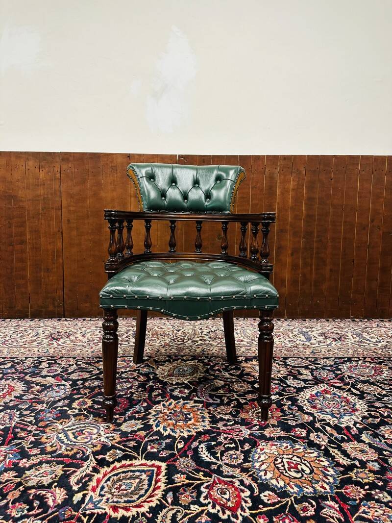 English Chesterfield Captain Chair office chair green