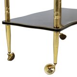Vintage french bar trolley wood veneer gold brass tv cabinet 1950s design