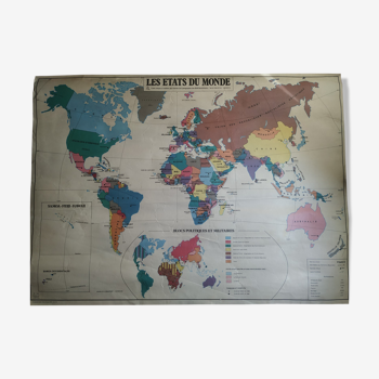 Carte planisphere scolaire MDI 1980