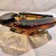 Murano green and yellow blown glass ashtray, 1970