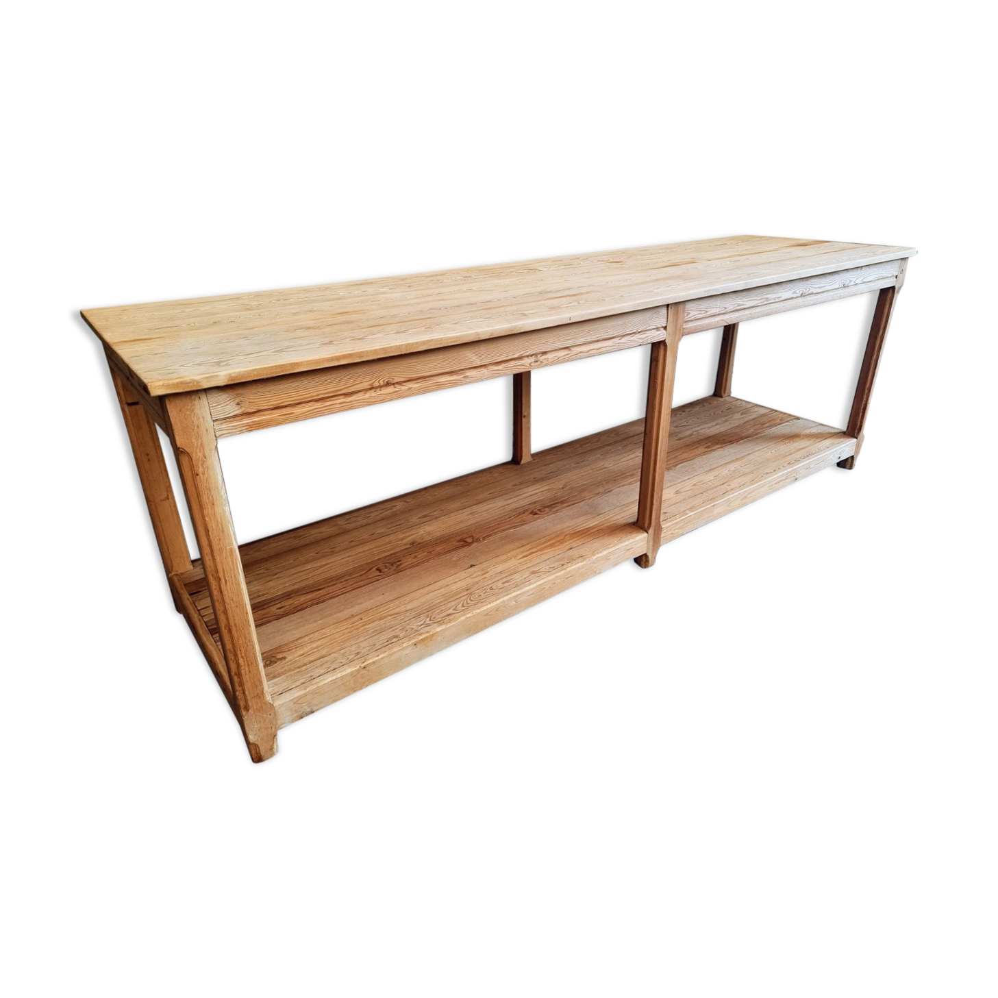 Old work table textile table pine cooking island or side table