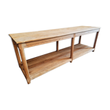 Old work table textile table pine cooking island or side table